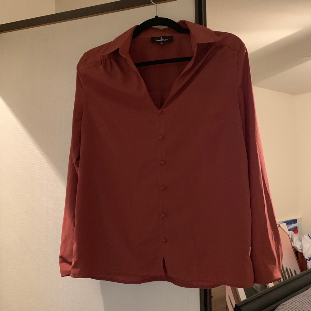 Lulus Rusty Rose Button Down Top